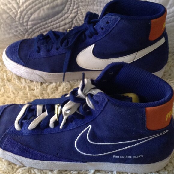 VTG '77 Nike Blazer Mid 77 Size 13; Blue Suede, Lace Charms, Mesh uppers, COOL - Picture 2 of 11
